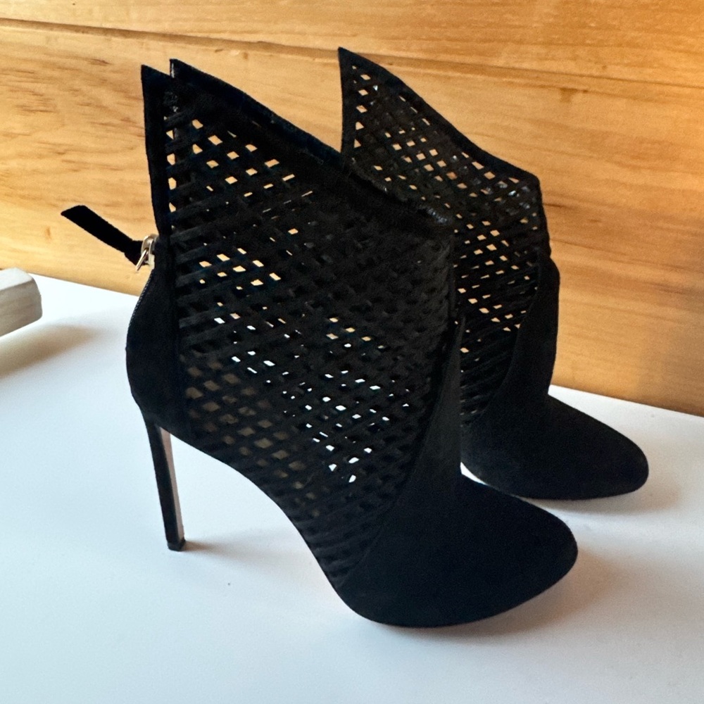 Russ Black Mesh Heeled Boots